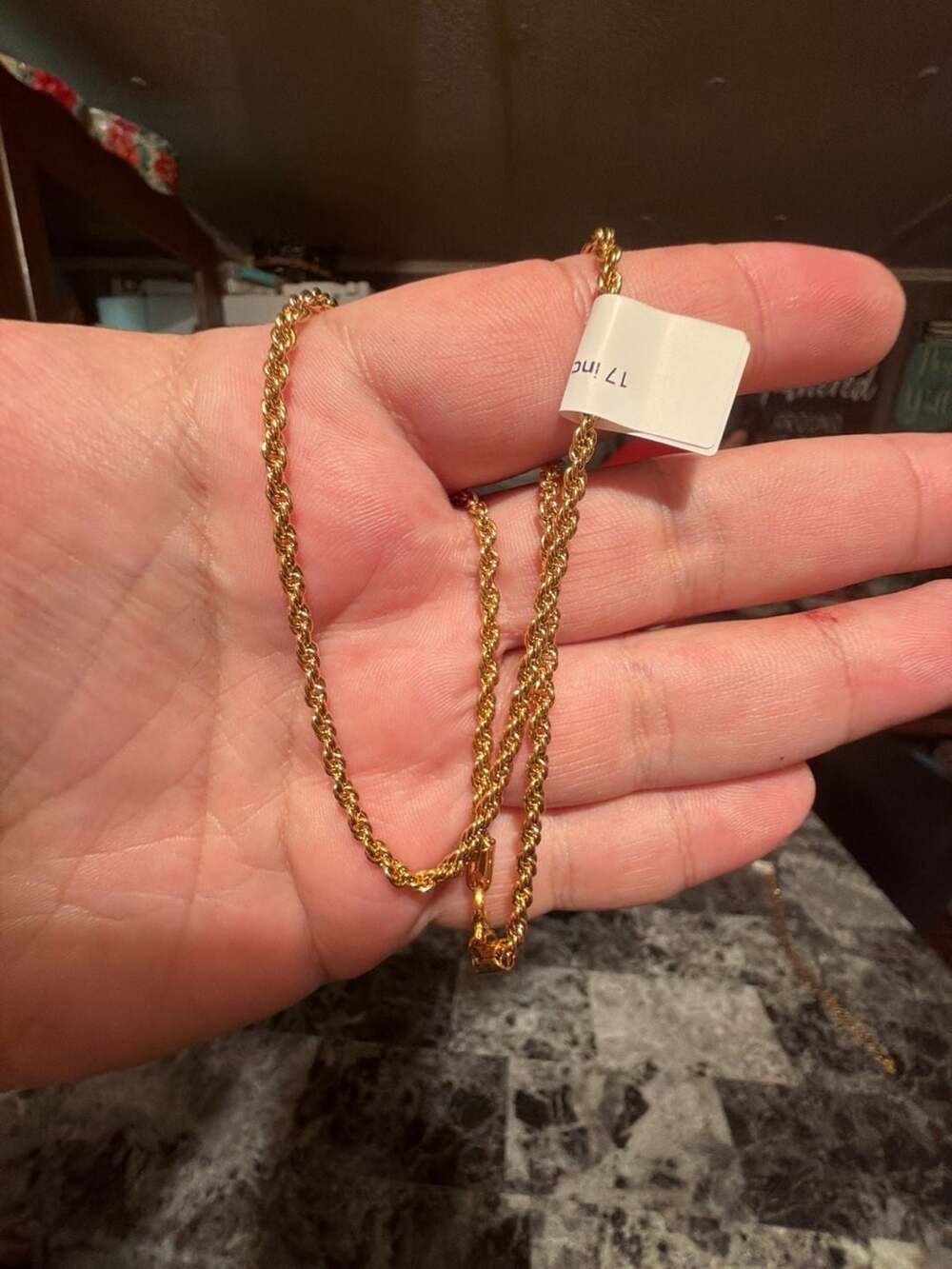 14k Gold Plated Over 925 Sterling Silver Italian Rope Chain Necklace 17 Inch